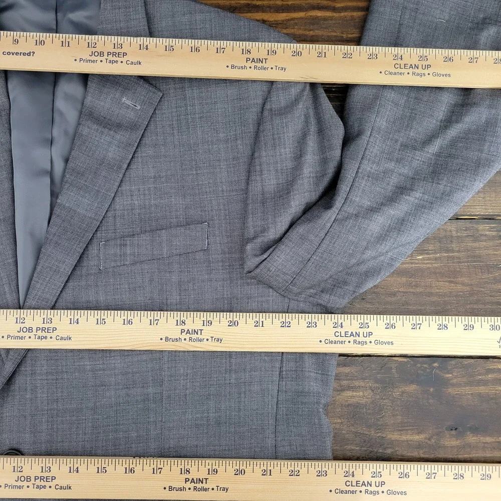 Chaps Men's Sport Coat Blazer Two‎ Button Gray Sharkskin Wool Solid Size 48R